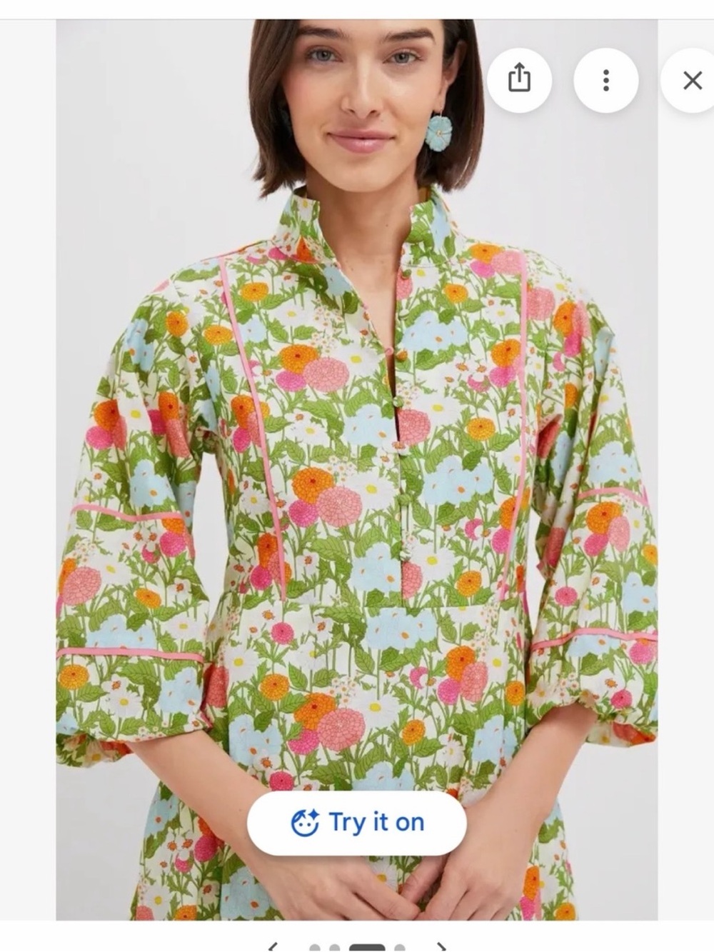 Tuckernuck Hyacinth House Floral Cotton Midi Dress in Pink & Green NWT XS - Picture 11 of 11